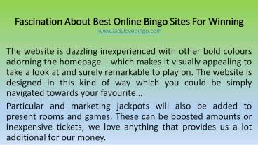 Fascination About Best Online Bingo Sites For Winning