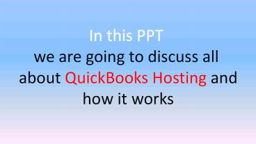Quickbooks Hosting Services