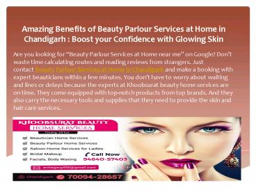 beauty parlour services at home in Chandigarh