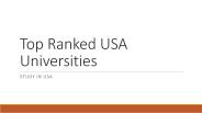 Top Ranked Universities to study in USA