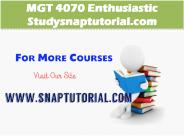 MGT 4070 Enthusiastic Study/snaptutorial.com