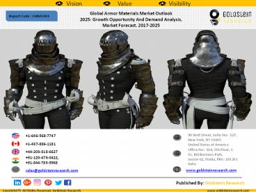 Global Armor Materials Market Outlook  2025: Growth Opportunity And Demand Analysis,  Market Forecast, 2017-2025