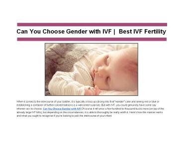 Can You Choose Gender with IVF |  Best IVF Fertility