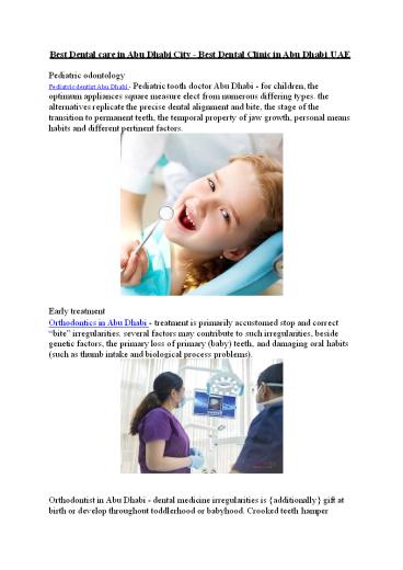 Best Dental care in Abu Dhabi City - Best Dental Clinic in Abu Dhabi UAE