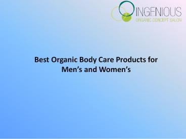 Organic Body Care Products