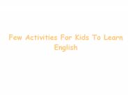 Few Activities For Kids To Learn English