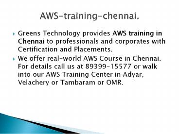 AWS Training in Chennai| Best AWS Institute