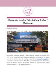 Sivasundar Hospital | Dr. Sadhana Srithar | ElaWoman