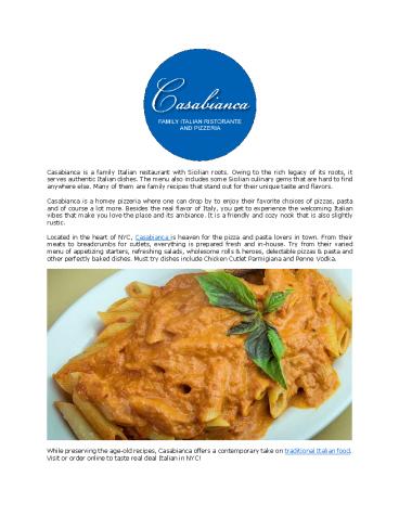 Casabianca - Italian Restaurant in New York