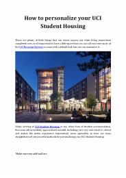 How to Personalize Your UCI Student Housing