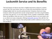 Locksmith Service and Its Benefits