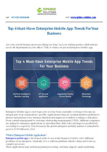 Top 4 Must-Have Enterprise Mobile App Trends For Your Business