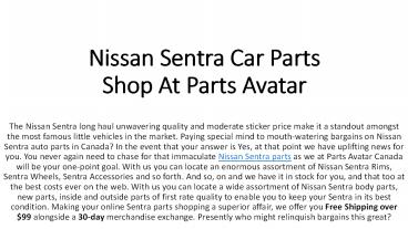 At Partsavatar Get High End Nissan Sentra Car Parts