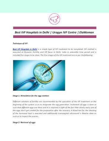 Best IVF Hospitals in Delhi | Urogyn IVF Centre | ElaWoman