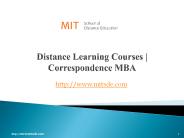 Distance Learning Courses | Correspondence MBA | MITSDE