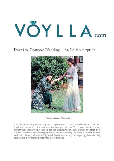 Deepika- Ranveer Wedding – An Italian surprise