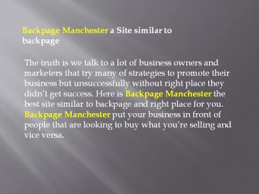 Backpage Manchester| Back page Manchester