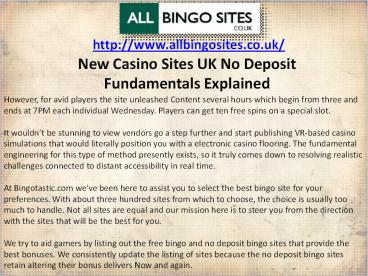 New Casino Sites UK No Deposit Fundamentals Explained