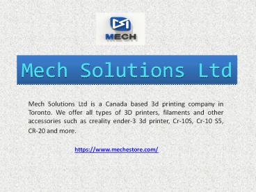 Mech E-Store - Creality 3D Printer Toronto