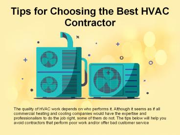 Tips for Choosing the Best HVAC Contractor