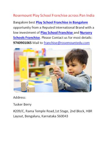 Rosemount Play School Franchise in Bangalore and Delhi