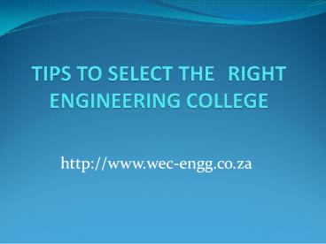 Tips to Select Right Engineering College