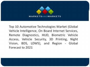 OBIS Segment to Dominate the Top 10 Automotive Technologies in 2016