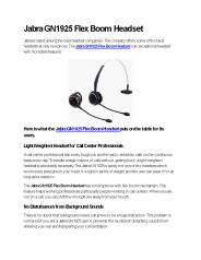 Jabra GN1925 Flex Boom Headset - GoHeadsets