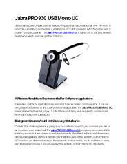 Jabra PRO 930 USB Mono UC - GoHeadsets