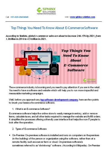 Top Things You Need To Know About E-Commerce Software