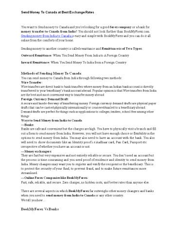 Transfer Money From Canada to India