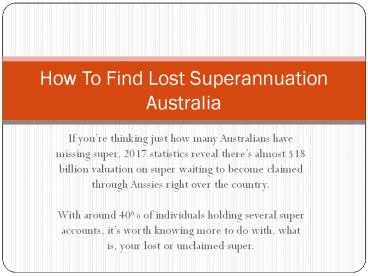 How To Find Lost Superannuation Australia
