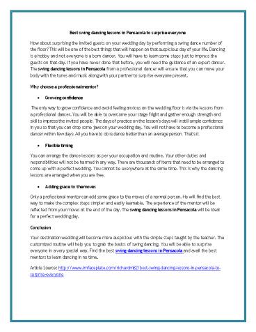 Best swing dancing lessons in Pensacola to surprise everyone