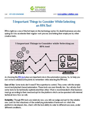 5 Important Things to Consider While Selecting an RPA Tool
