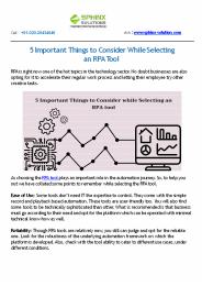 5 Important Things to Consider While Selecting an RPA Tool