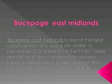 Backpage East Midlands