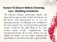 Factors To Discern Before Choosing Lace Wedding Invitations PowerPoint PPT Presentation
