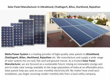 Solar Panel Manufacturer in Bihar, Chhattisgarh, Jharkhand (1)