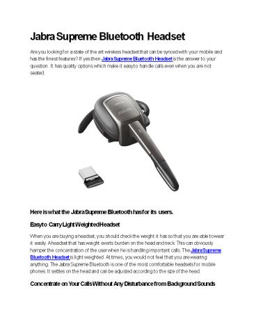 Jabra Supreme Bluetooth Headset - GoHeadsets