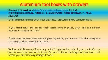 Aluminium tool boxes with drawers
