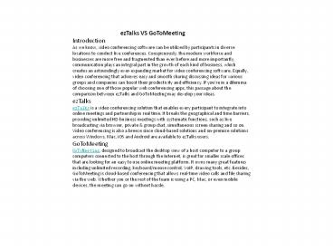 ezTalks vs GoToMeeting