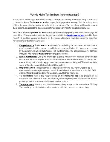 Why Hello Tax is the best income Tax App?