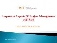 Important Aspects Of Project Management MITSDE