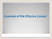 Essentials of the Effective Content