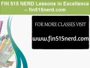 FIN 515 NERD Lessons in Excellence / fin515nerd.com