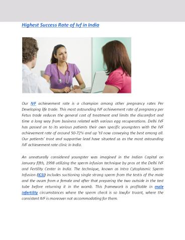 Highest Success Rate of Ivf in India