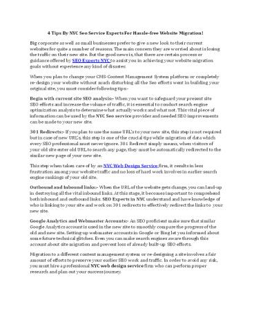 4 Tips By NYC Seo Service Experts For Hassle-free Website Migration!