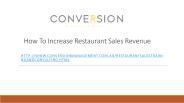 How To Increase Restaurant Sales Revenue