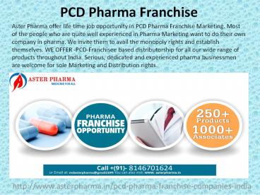 PCD Pharma Franchise In India