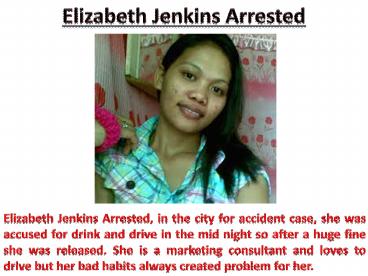 Elizabeth Jenkins Arrested For Accident Case